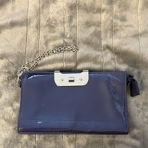 Diane Von Furstenberg - Purple patent leather Clutch -  Silver Accents